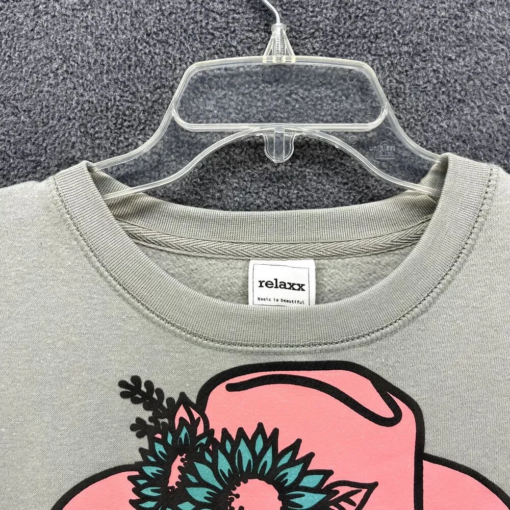 Relaxx Sweatshirt Womens Small‎ Cowgirl Graphic oversized Crop Top Sweater
